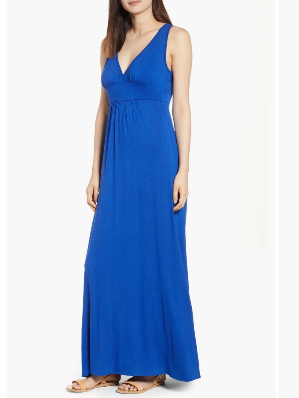 Loveappella Sleeveless V-Neck Maxi Dress in Royal Blue